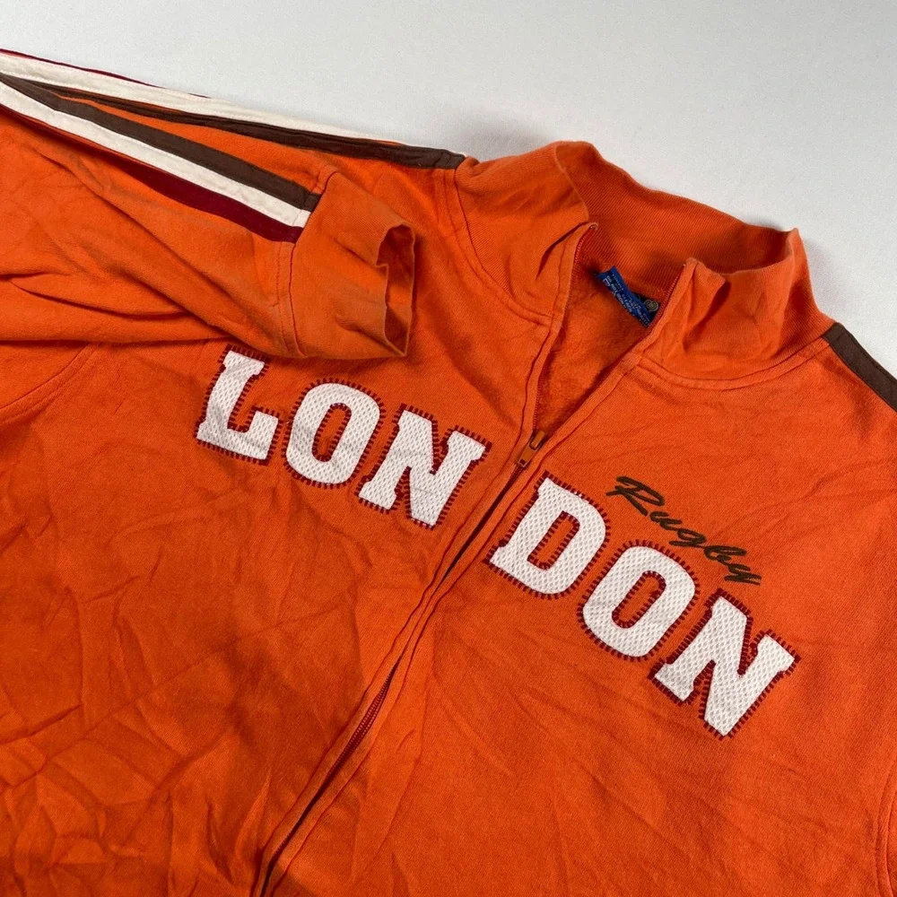 Vintage London Rugby Union Track Jacket‎ Full Zip Orange Mens XL